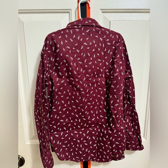 Old Navy Maroon Long Sleeve Button Up Shirt Size 8 - Picture 3 of 3